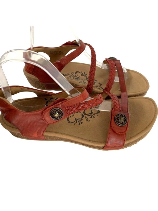 Aetrex Womens Size 10 Jillian SC368W Strappy Sandals Shoes Red Leather 1.5 in we - Picture 3 of 5